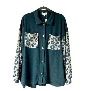 size medium Gilli cheetah print and black button down brush flannel …